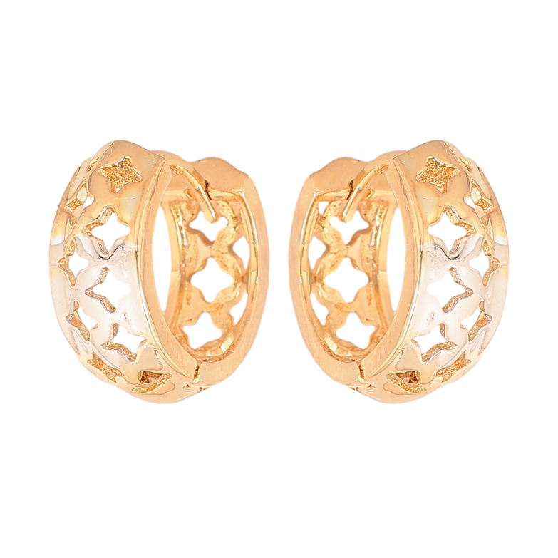 Серьги Xuping цвет Позолота 18К+Родий колечки "Резной орнамент" фото №1 Серьги Xuping цвет Позолота 18К+Родий колечки "Резной орнамент" фото №1