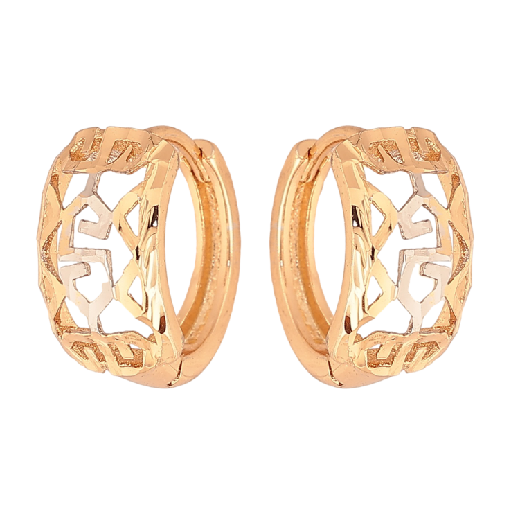 Серьги Xuping цвет Позолота 18К+Родий колечки "Резной орнамент " фото №19