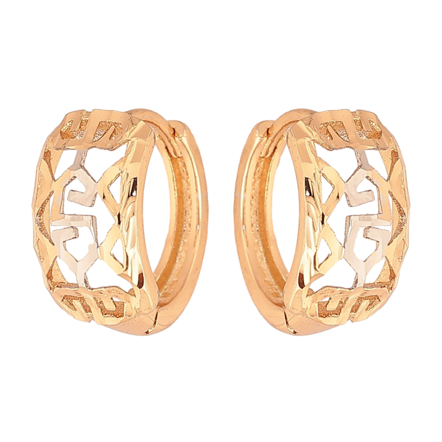 Серьги Xuping цвет Позолота 18К+Родий колечки "Резной орнамент " фото №1