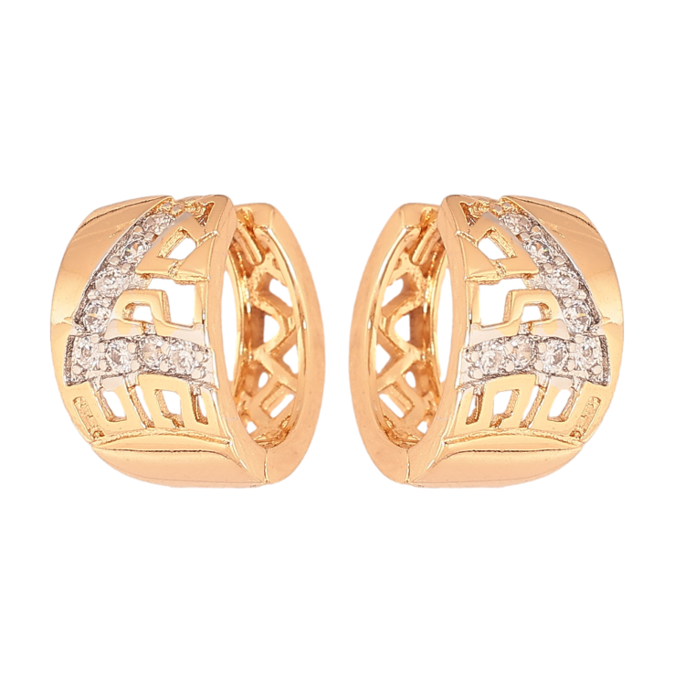 Сережки Xuping колір Позолота 18К+Родій колечка "Різний орнамент із кристалами" фото №5