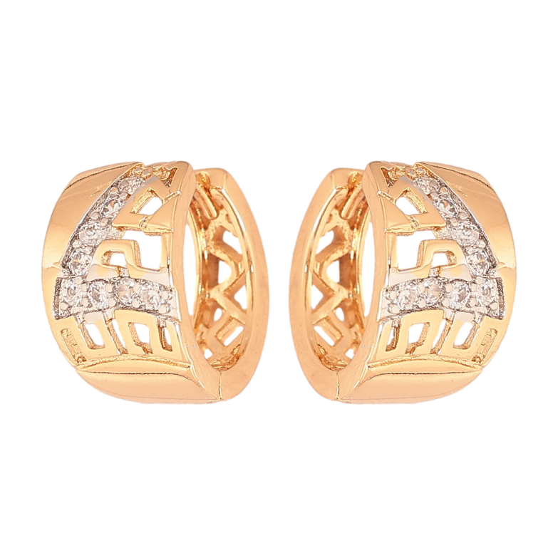 Сережки Xuping колір Позолота 18К+Родій колечка "Різний орнамент із кристалами" фото №1