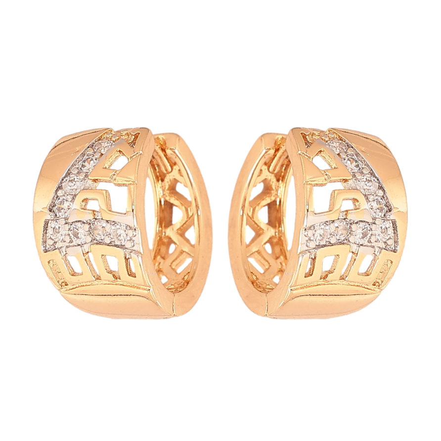 Сережки Xuping колір Позолота 18К+Родій колечка "Різний орнамент із кристалами" фото №1