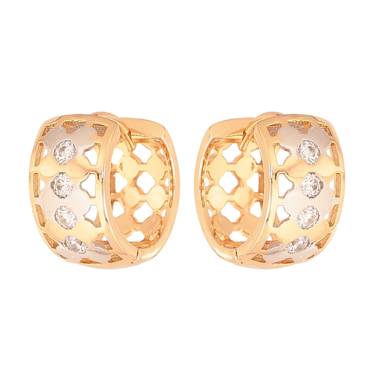 Серьги Xuping цвет Позолота 18К+Родий колечки "Резной орнамент с кристаллами" фото №22