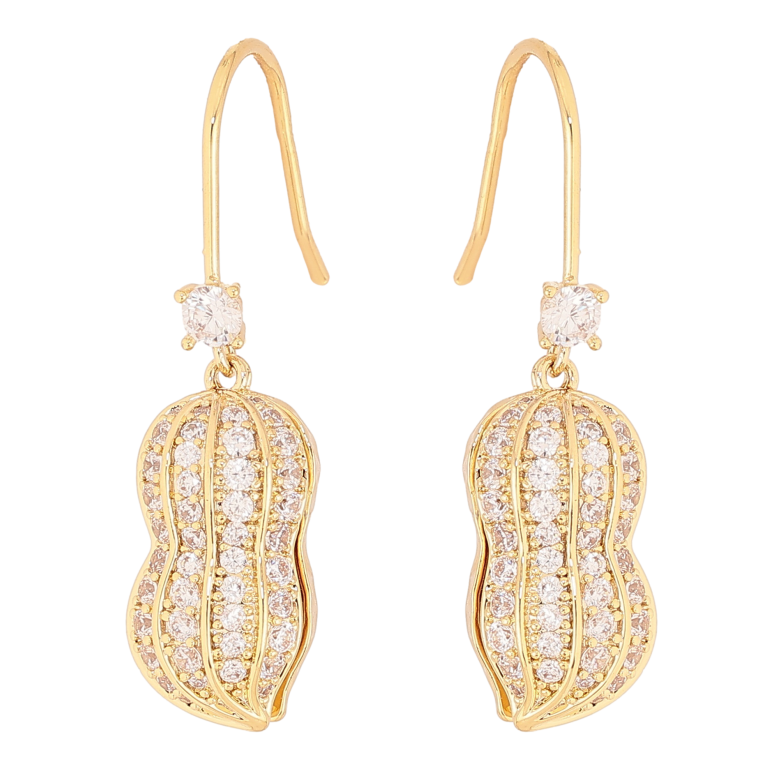 Сережки Xuping QQMM колір Позолота 14K французький замок "Стручок із перлинами всередині інкрустація кристалами" фото №1