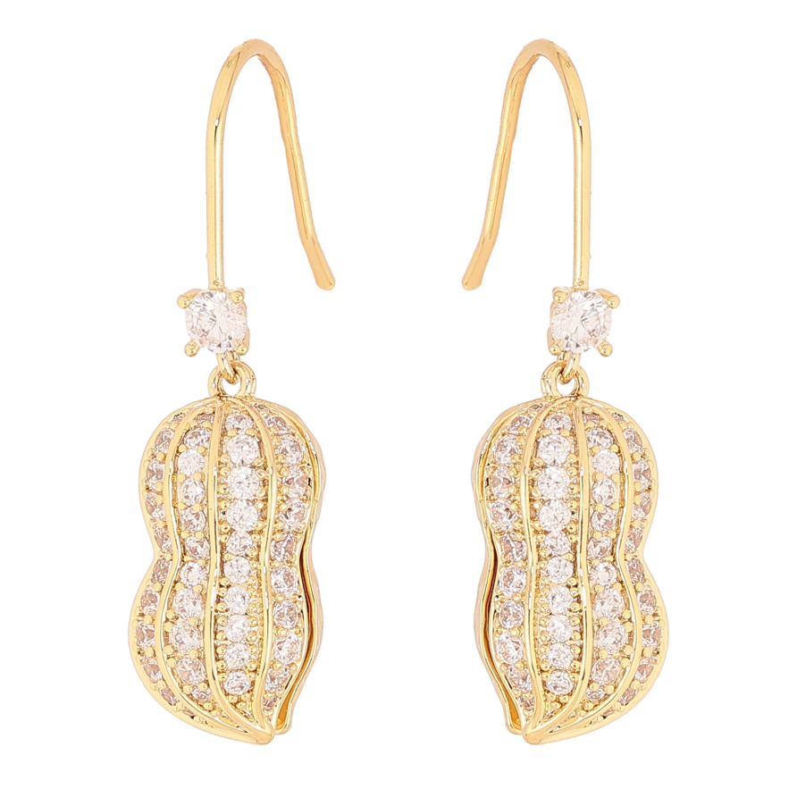 Сережки Xuping QQMM колір Позолота 14K французький замок "Стручок із перлинами всередині інкрустація кристалами" фото №1