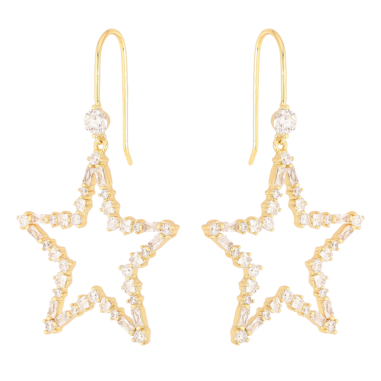 Серьги Xuping QQMM цвет Позолота 14K французский замок "Звезды с кристаллами" фото №1