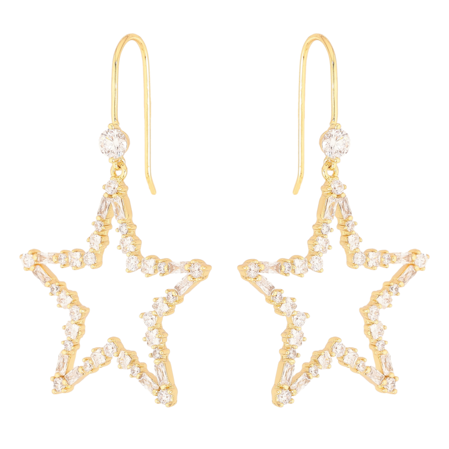 Сережки Xuping QQMM колір Позолота 14K французький замок "Зірки з кристалами" фото №1