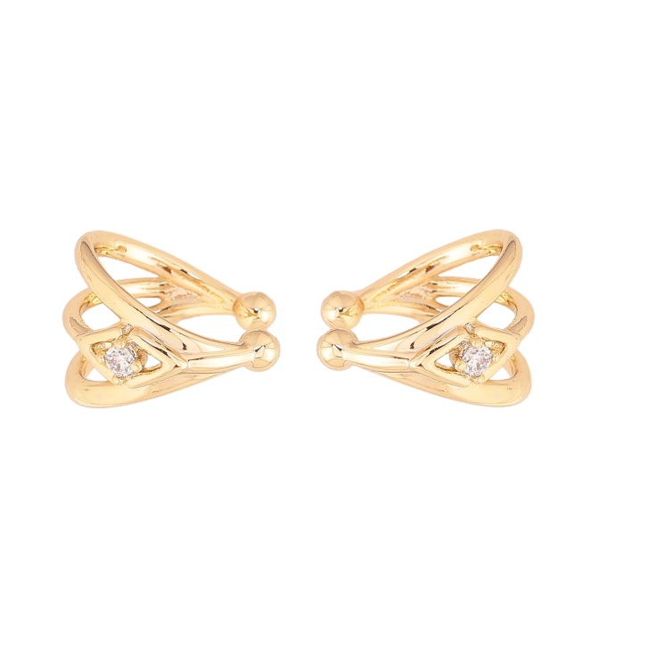 Серьги Xuping  цвет Позолота 14K каффы "Узор с кристаллами" фото №11