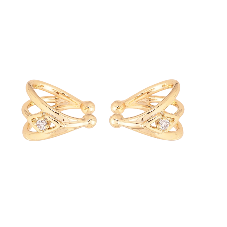Серьги Xuping  цвет Позолота 14K каффы "Узор с кристаллами" фото №1