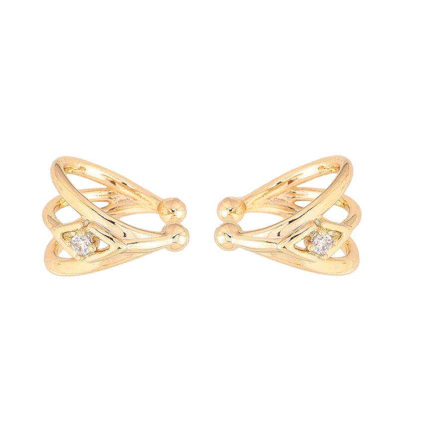 Серьги Xuping  цвет Позолота 14K каффы "Узор с кристаллами" фото №1