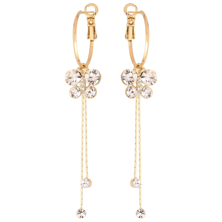 Серьги Xuping QQMM цвет Позолота 14K итальянский замок "Кристальные бабочки" 2 в 1, ø 2см фото №13