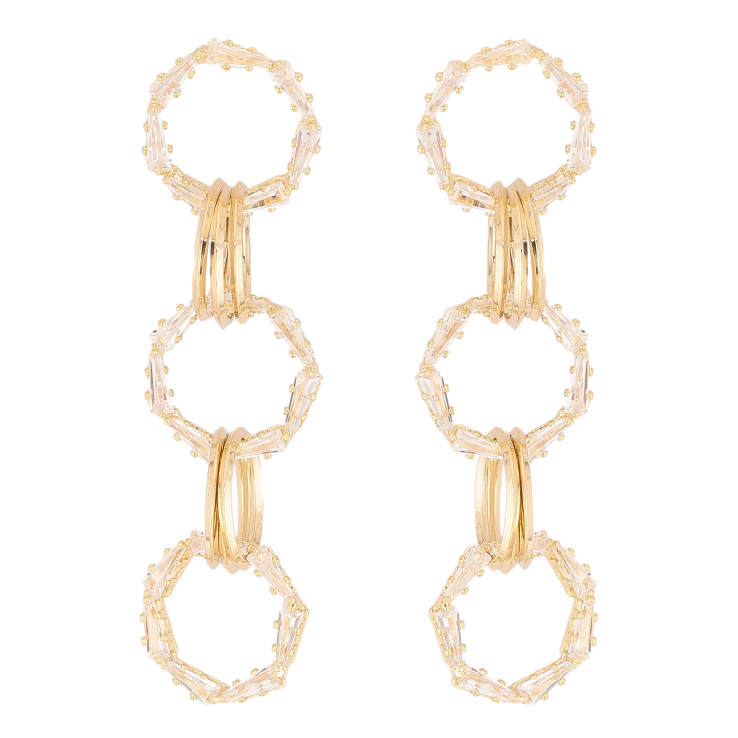 Сережки Xuping QQMM колір Позолота 14K пусети "Підвіски з кришталевих кілець" фото №10