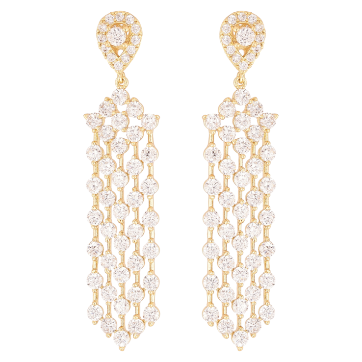 Серьги Xuping QQMM цвет Позолота 14K пусеты "Авангардные кристальные подвески" фото №24