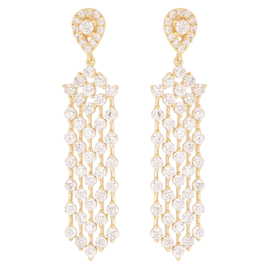 Сережки Xuping QQMM колір Позолота 14K пусети "Авангардні кристальні підвіски" фото №1 Сережки Xuping QQMM колір Позолота 14K пусети "Авангардні кристальні підвіски" фото №1