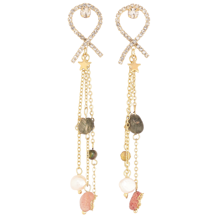 Серьги Xuping QQMM цвет Позолота 14K пусеты "Авангардные подвески" узор на одну сторону фото №20