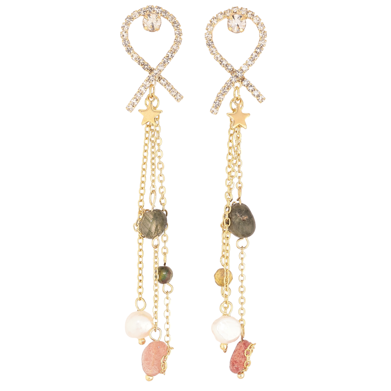 Серьги Xuping QQMM цвет Позолота 14K пусеты "Авангардные подвески" узор на одну сторону фото №1