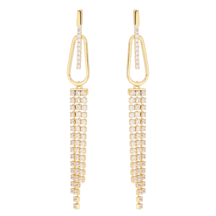 Серьги Xuping QQMM цвет Позолота 14K пусеты "Кристальные подвески" фото №19