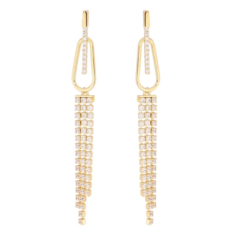 Сережки Xuping QQMM колір Позолота 14K пусети "Кристальні підвіски" фото №1