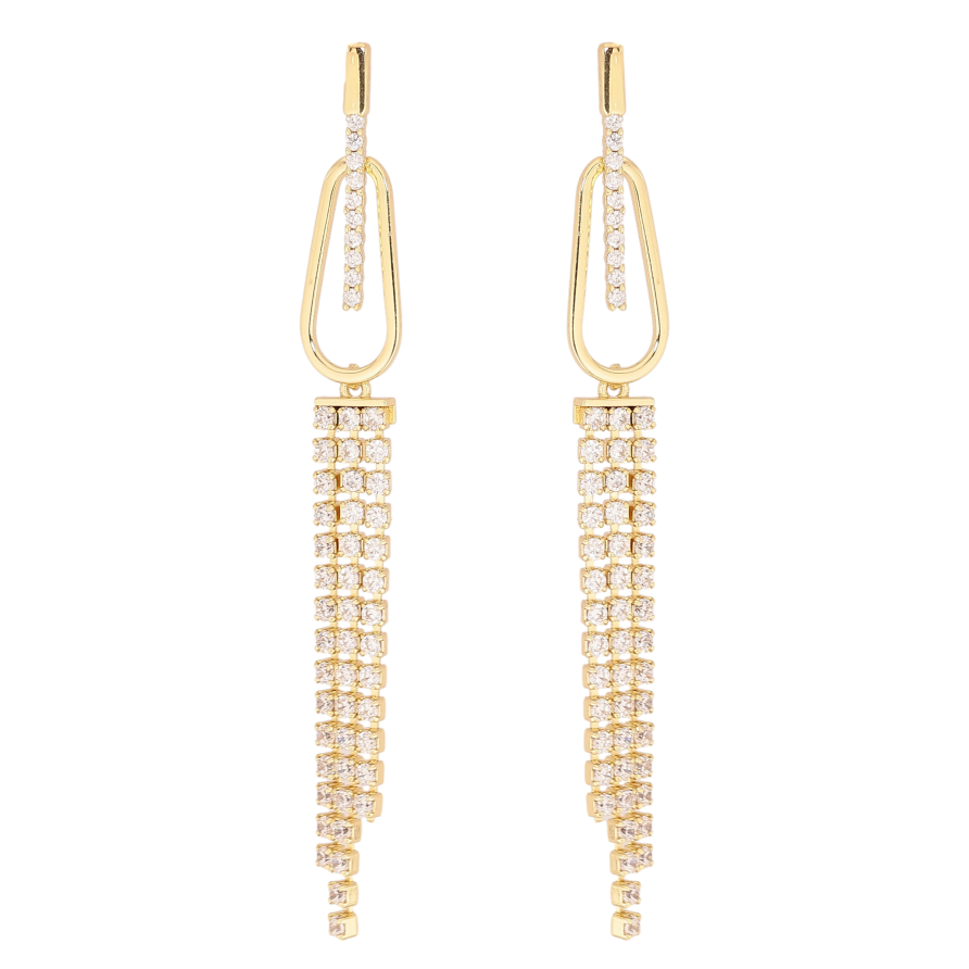 Сережки Xuping QQMM колір Позолота 14K пусети "Кристальні підвіски" фото №1