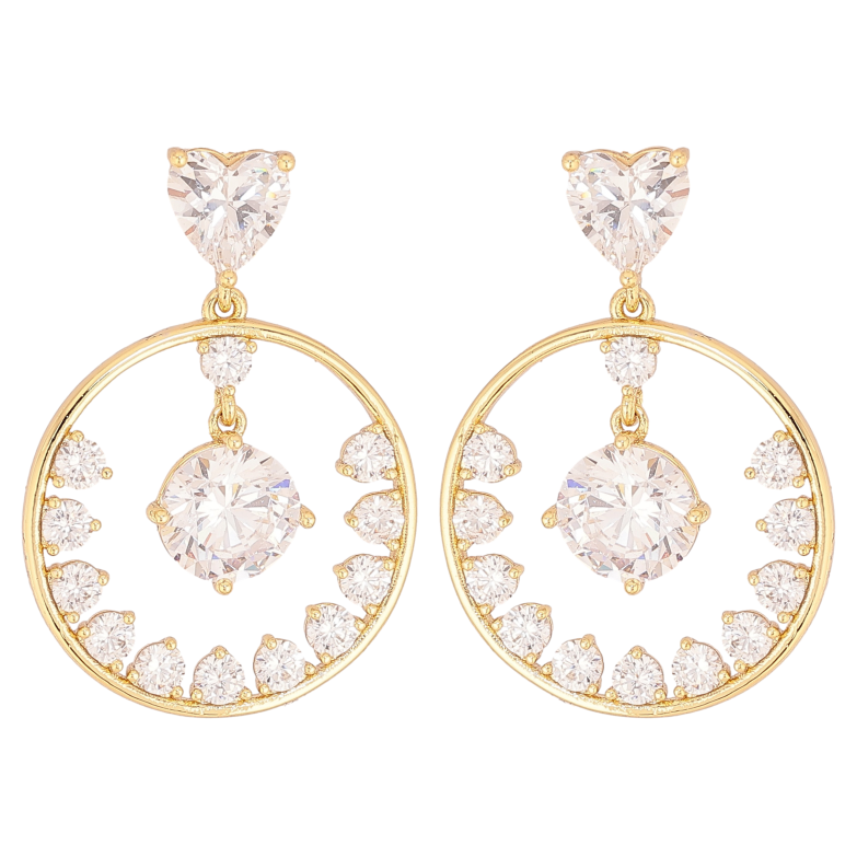 Серьги Xuping цвет QQMM Позолота 14K пусеты "Подвески с кристаллами" фото №1