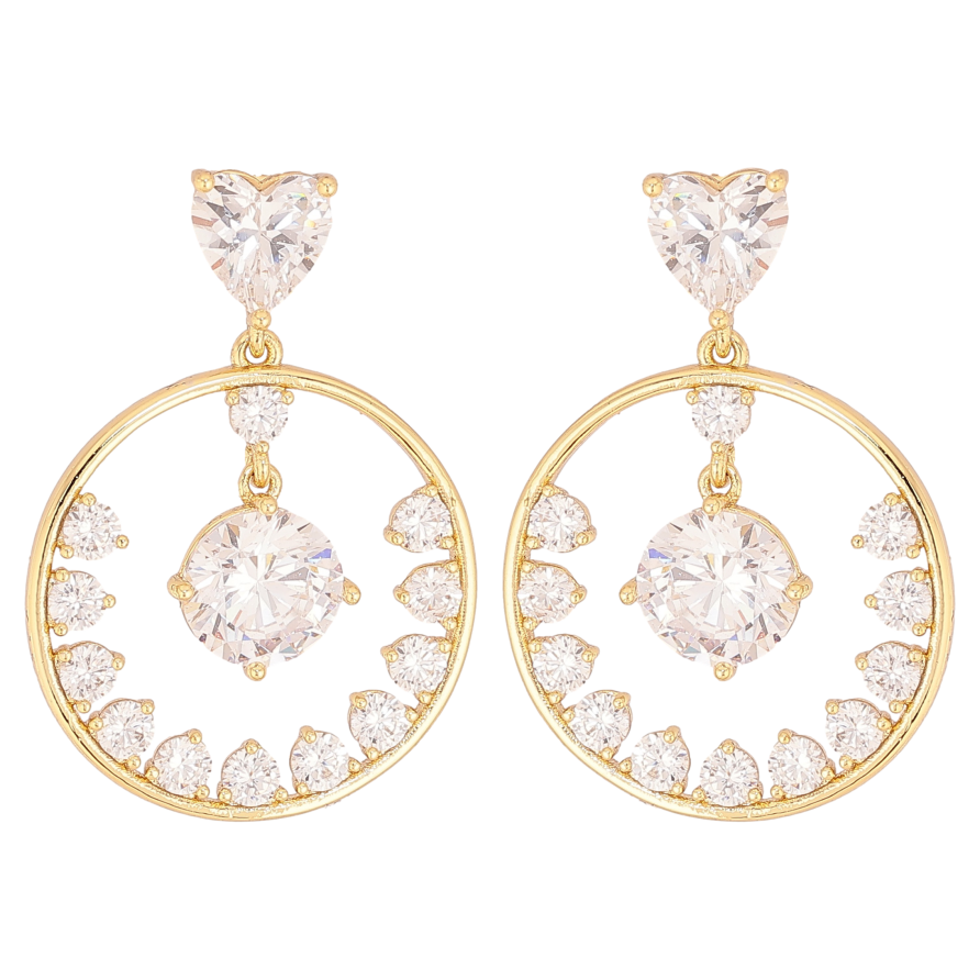 Сережки Xuping колір QQMM Позолота 14K пусети "Підвіски з кристалами" фото №1