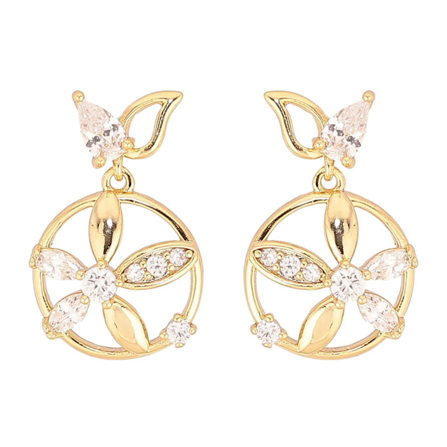 Серьги Xuping QQMM цвет Позолота 14K пусеты "Декоративные цветочные подвески" фото №1