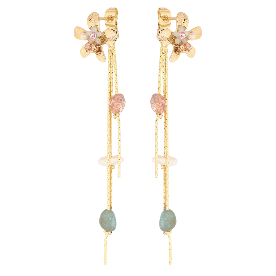 Сережки Xuping QQMM колір Позолота 14K пусети "Декоративні квіткові підвіски" фото №1 Сережки Xuping QQMM колір Позолота 14K пусети "Декоративні квіткові підвіски" фото №1