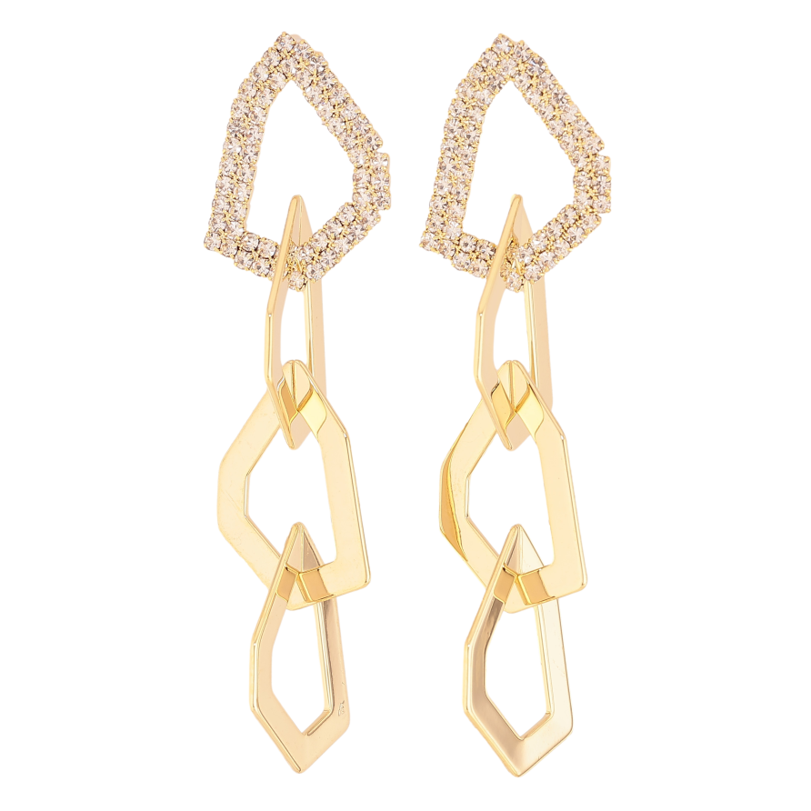 Серьги Xuping QQMM цвет Позолота 14K пусеты "Фигурные подвески" узор на одну фото №1