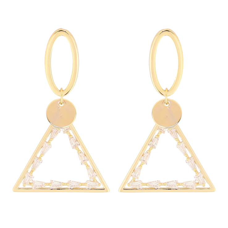 Серьги Xuping QQMM цвет Позолота 14K пусеты "Треугольные подвески с кристаллами" фото №25