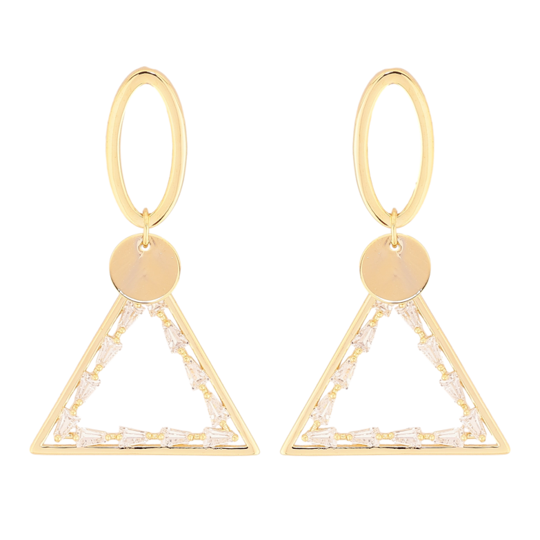 Серьги Xuping QQMM цвет Позолота 14K пусеты "Треугольные подвески с кристаллами" фото №2 Серьги Xuping QQMM цвет Позолота 14K пусеты "Треугольные подвески с кристаллами" фото №2