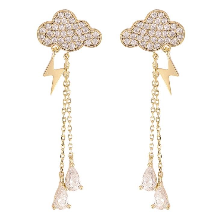 Серьги Xuping QQMM цвет Позолота 14K пусеты "Грозовая туча" фото №17