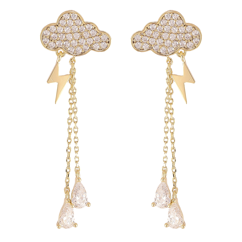 Сережки Xuping QQMM колір Позолота 14K пусети "Грозова хмара" фото №1 Сережки Xuping QQMM колір Позолота 14K пусети "Грозова хмара" фото №1