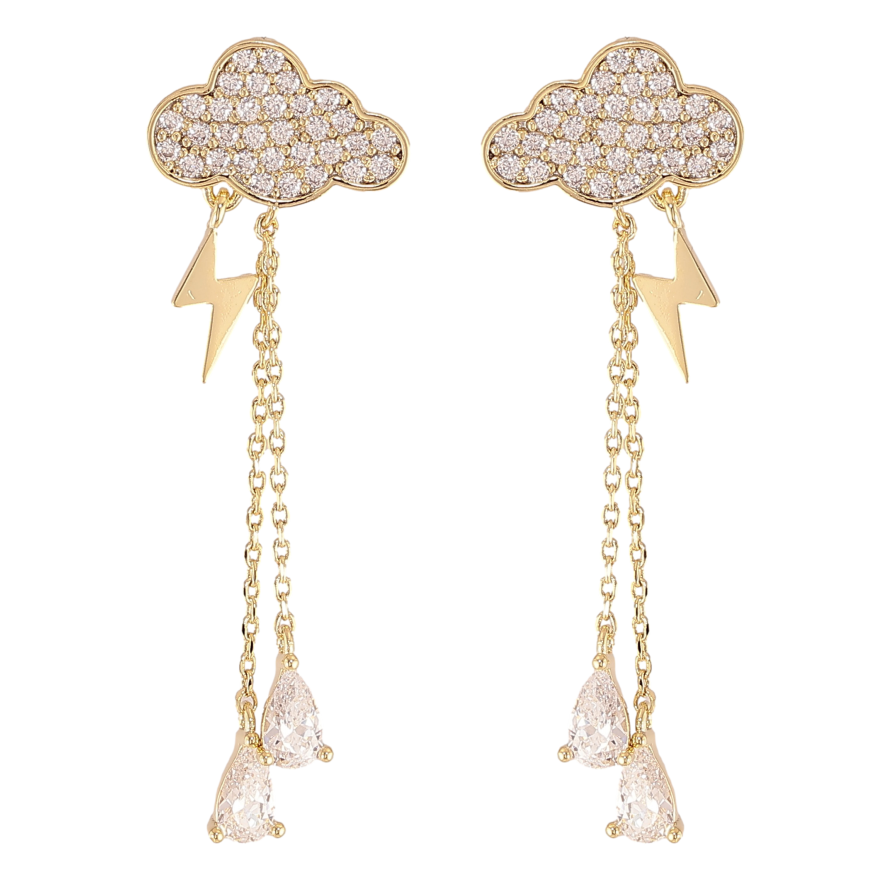 Сережки Xuping QQMM колір Позолота 14K пусети "Грозова хмара" фото №1