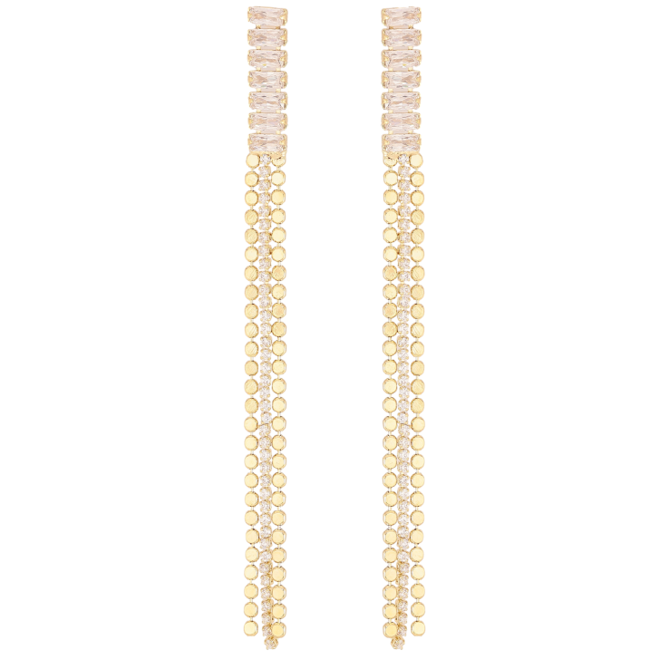 Сережки Xuping QQMM колір Позолота 14K пусети "Кристальні доріжки з ланцюжками" фото №9