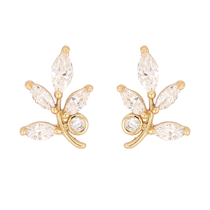 Серьги Xuping QQMM цвет Позолота 14K пусеты "Кристальные веточки" фото №7