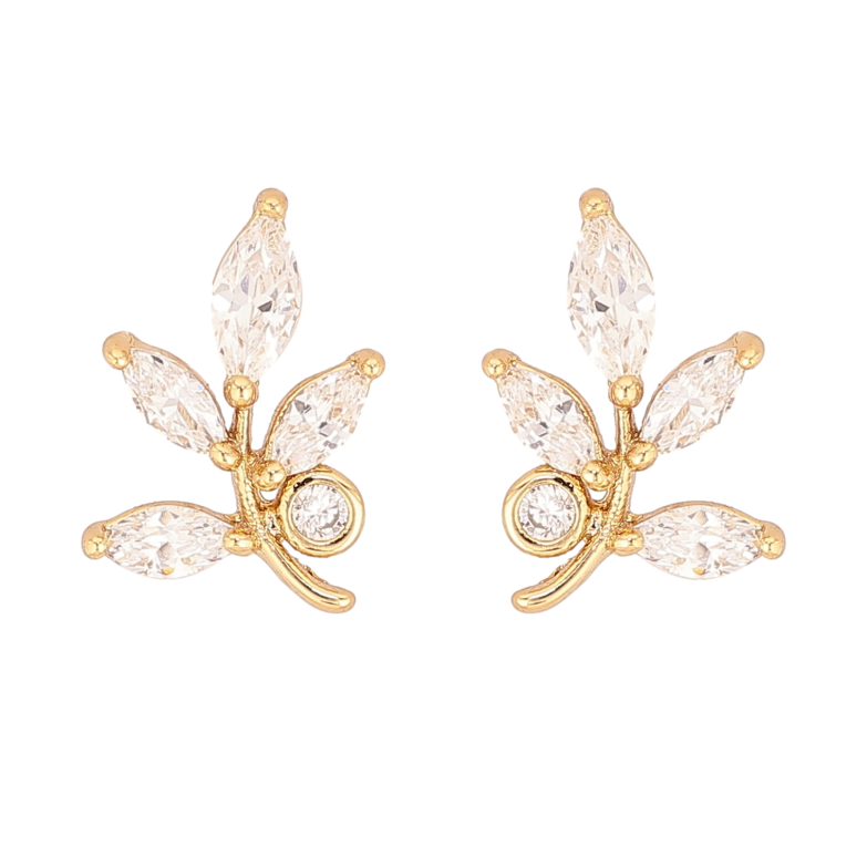 Сережки Xuping QQMM колір Позолота 14K пусети "Кристальні гілочки" фото №1 Сережки Xuping QQMM колір Позолота 14K пусети "Кристальні гілочки" фото №1