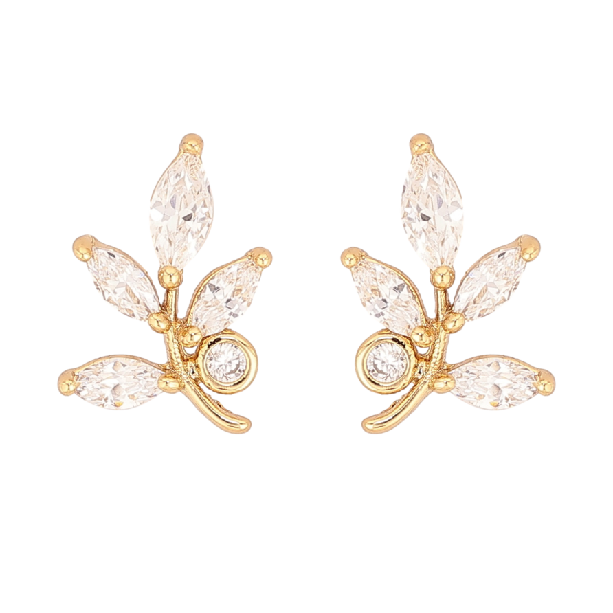 Сережки Xuping QQMM колір Позолота 14K пусети "Кристальні гілочки" фото №1