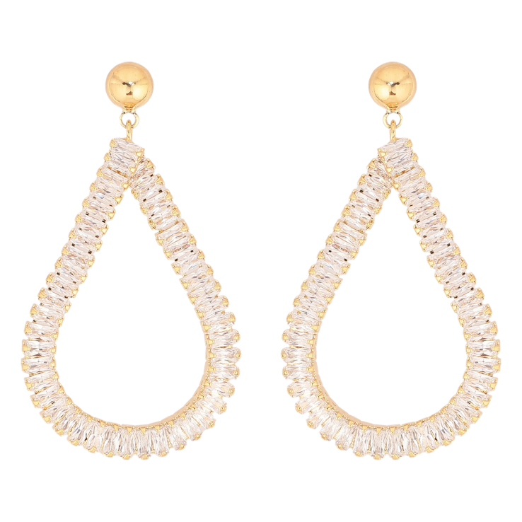 Сережки Xuping QQMM колір Позолота 14K пусети "Кристальні крапельки" фото №5