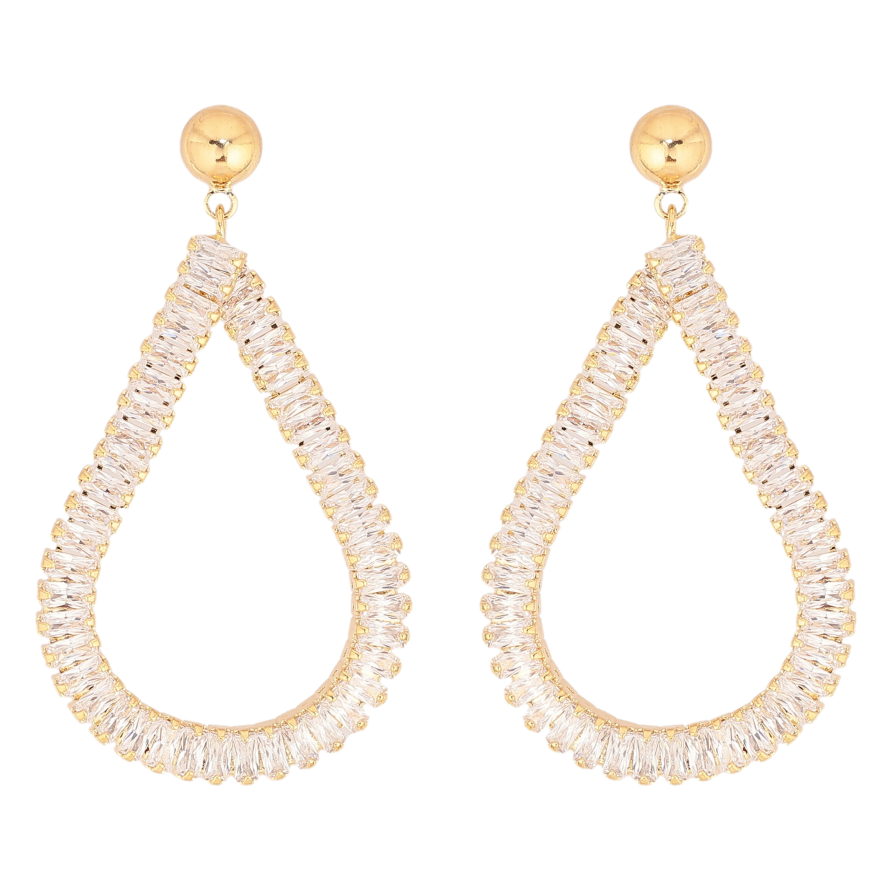 Сережки Xuping QQMM колір Позолота 14K пусети "Кристальні крапельки" фото №1