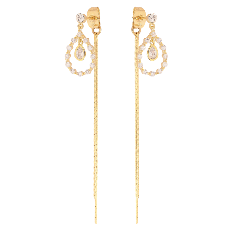Сережки Xuping QQMM колір Позолота 14K пусети "Кристальні крапельки з ланцюжками" фото №1