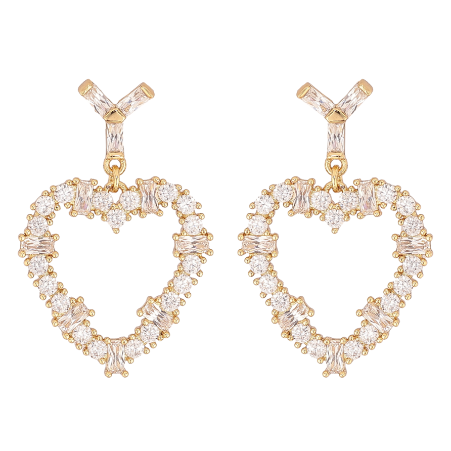 Серьги Xuping QQMM цвет Позолота 14K пусеты "Кристальные сердечки" фото №1 Серьги Xuping QQMM цвет Позолота 14K пусеты "Кристальные сердечки" фото №1
