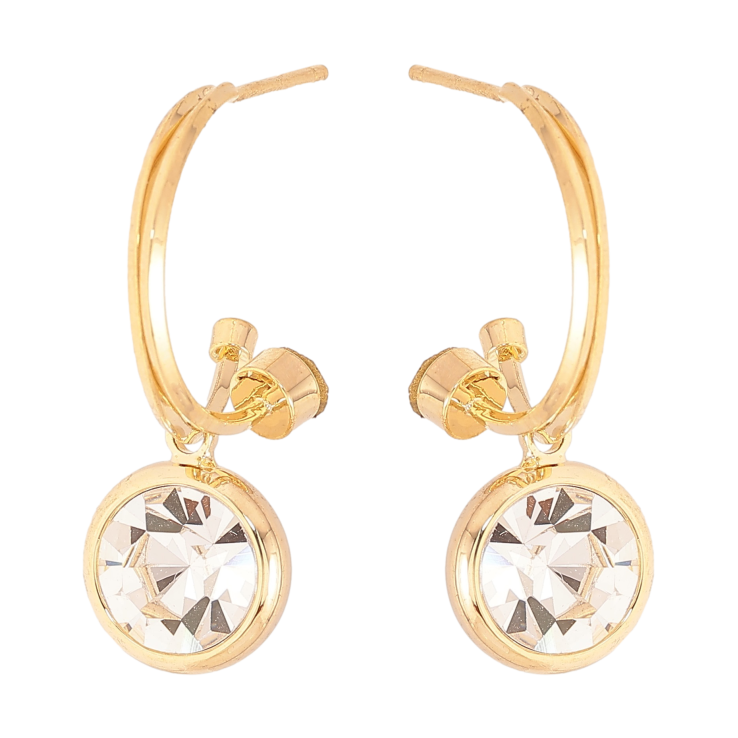 Серьги Xuping QQMM цвет Позолота 14K пусеты "Кристаллы на дужках" фото №16