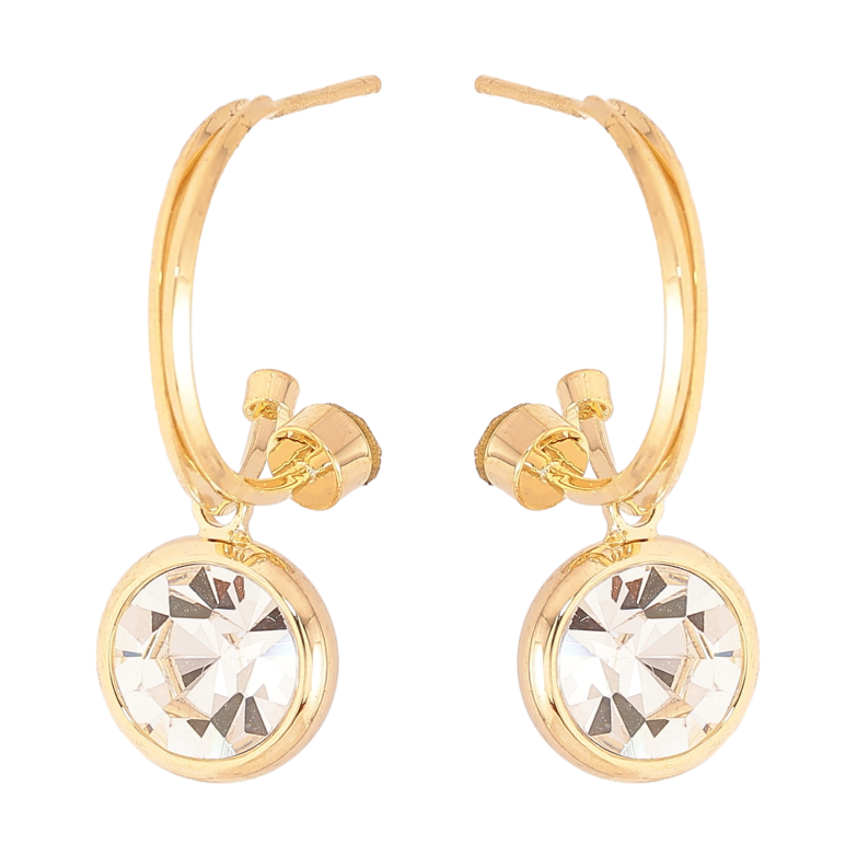 Серьги Xuping QQMM цвет Позолота 14K пусеты "Кристаллы на дужках" фото №1