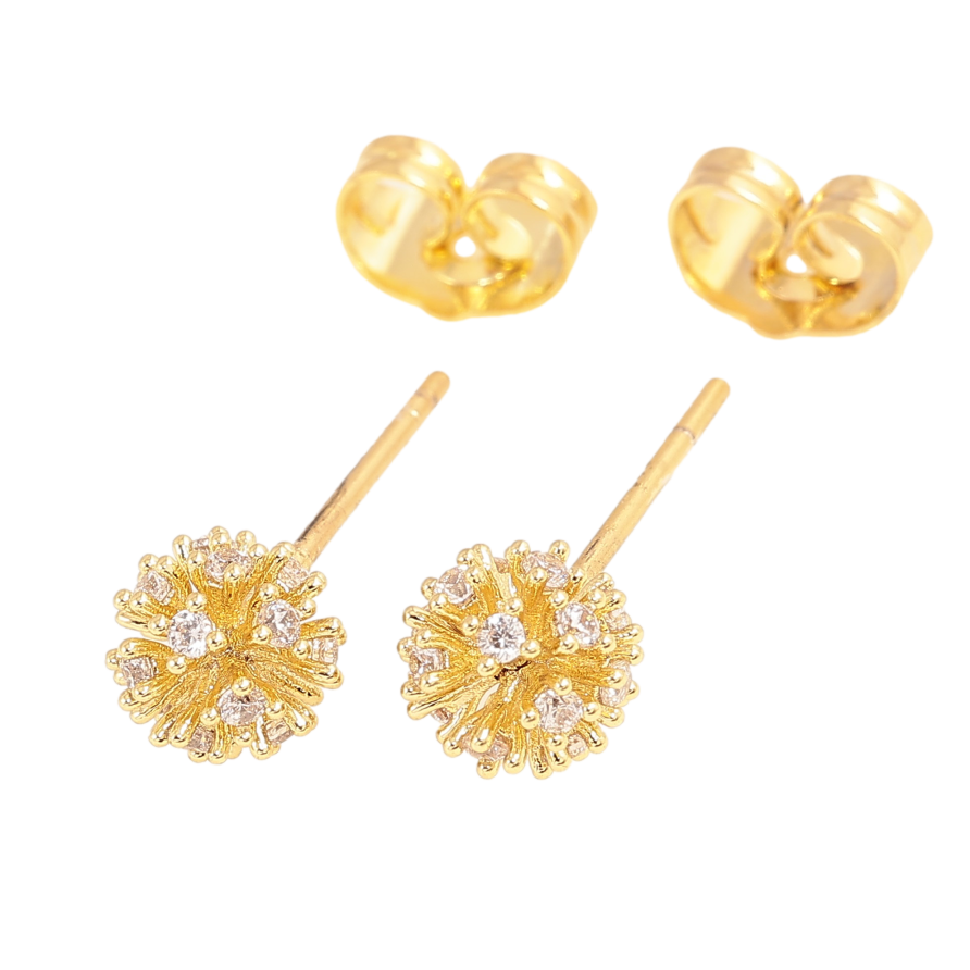 Серьги Xuping QQMM цвет Позолота 14K пусеты "Одуванчики с вставками кристаллов" ø 7мм фото №1 Серьги Xuping QQMM цвет Позолота 14K пусеты "Одуванчики с вставками кристаллов" ø 7мм фото №1