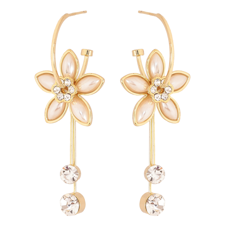 Серьги Xuping QQMM цвет Позолота 14K пусеты "Цветочное совершенство" фото №17