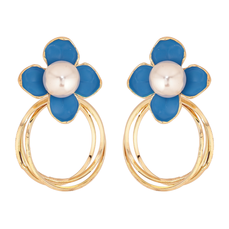 Сережки Xuping QQMM колір Позолота 14K пусети "Квіточки з колечками" фото №1