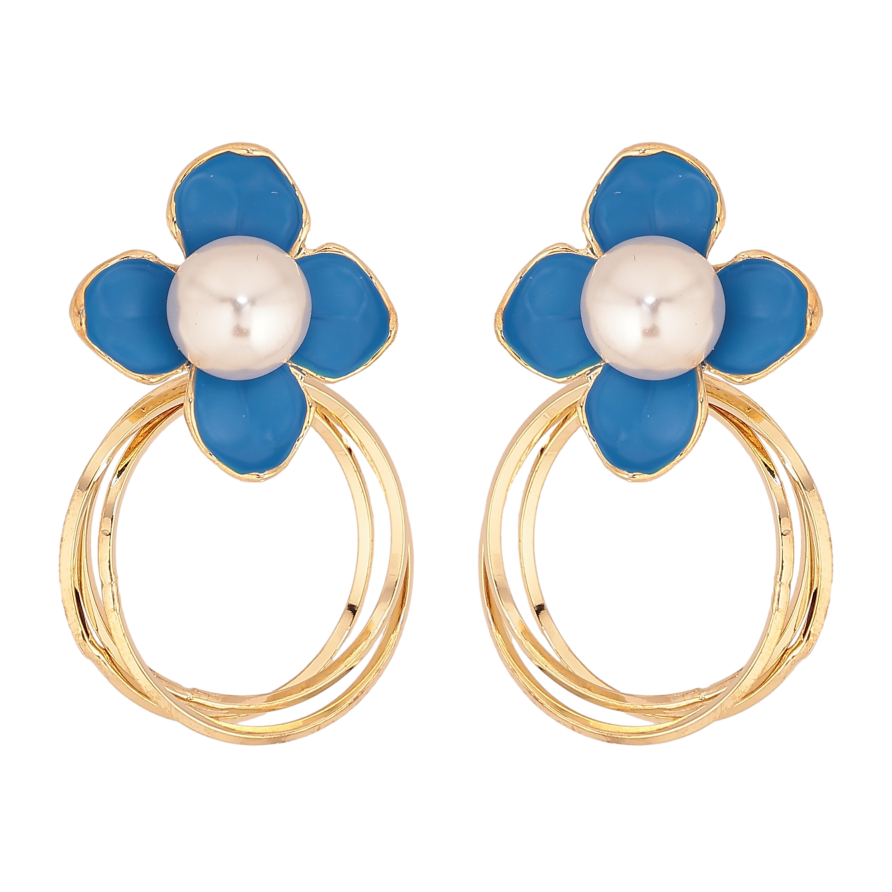 Сережки Xuping QQMM колір Позолота 14K пусети "Квіточки з колечками" фото №1