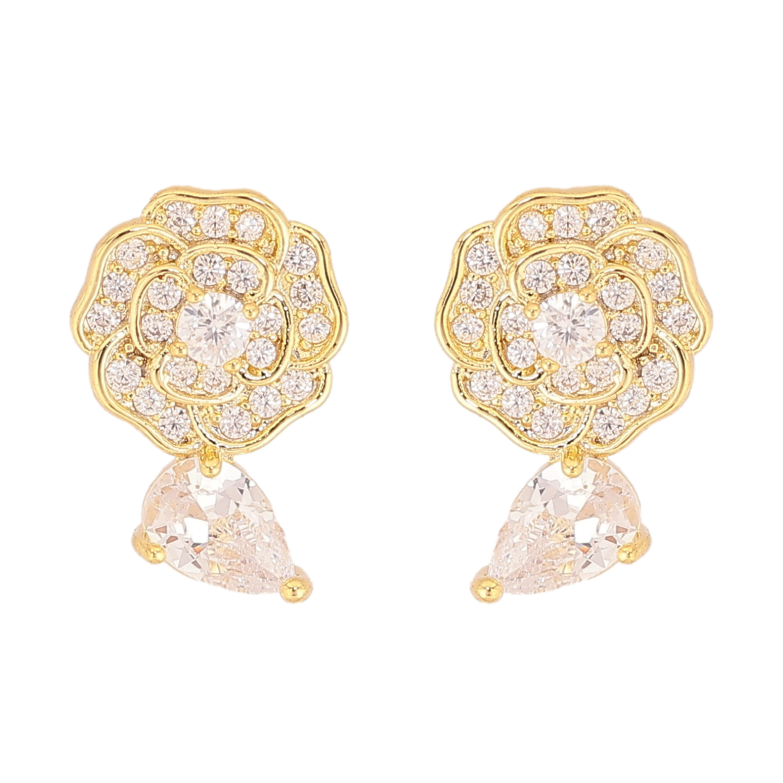 Серьги Xuping QQMM цвет Позолота 14K пусеты "Цветочки с кристаллами" фото №1 Серьги Xuping QQMM цвет Позолота 14K пусеты "Цветочки с кристаллами" фото №1