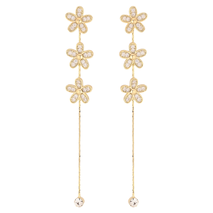 Серьги Xuping QQMM цвет Позолота 14K пусеты "Цветочные подвески" фото №23