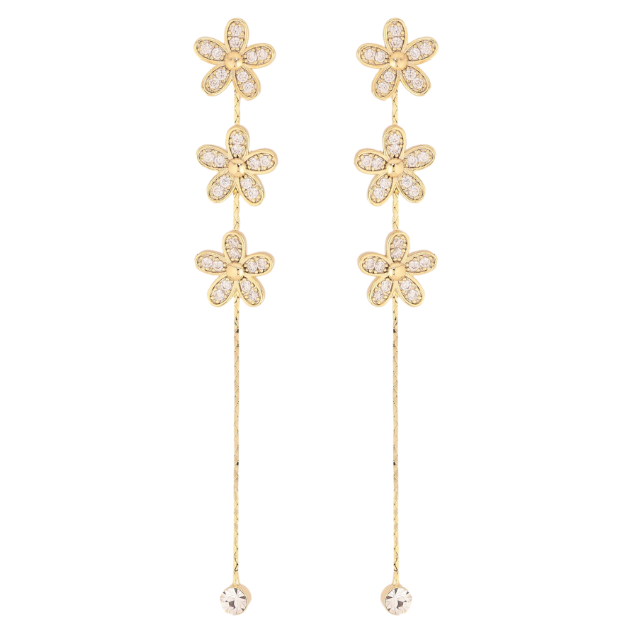 Серьги Xuping QQMM цвет Позолота 14K пусеты "Цветочные подвески" фото №1